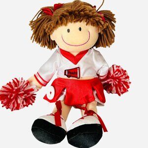Okie Dokie Cheerleader Plush Teach Me Dress Up Soft Doll Red White 14 Inch